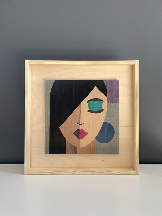 inne Obrazek z drewna z intarsją - Portret 02