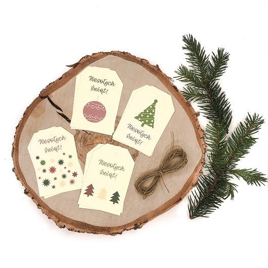 Boże Narodzenie - inne 8 szt. Bileciki do prezentów z papieru eko