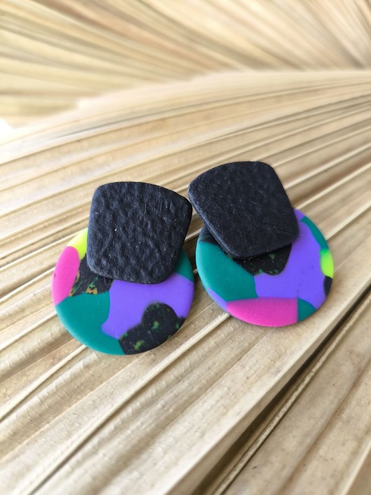 kolczyki z masy plastycznej Kolczyki sztyfty DZIKIE koła