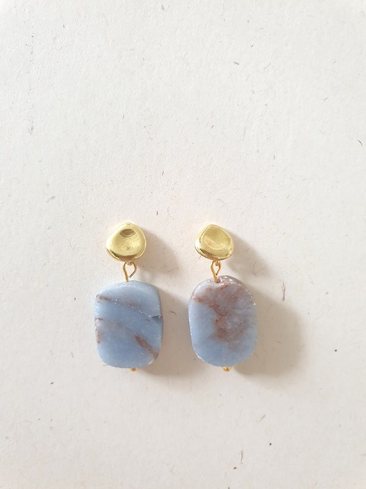 kolczyki z kamieniami Kolczyki GEOMETRIA z angelitem, mosiądz