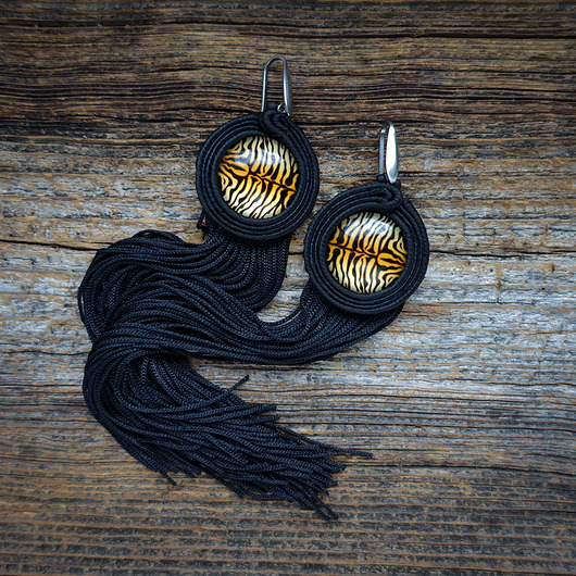 kolczyki soutache Kolczyki sutasz z motywem tygrysa
