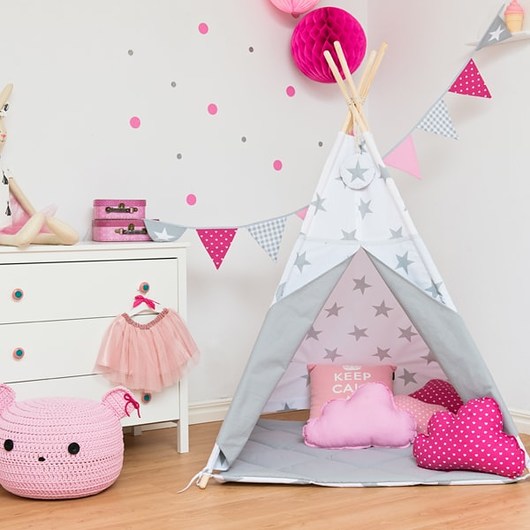 Zestaw Tipi Mata Poduszki Świetlista Szarość Fun with Mum
