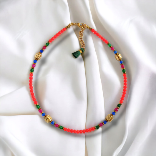 chokery Choker wakacyjny : jadeit & złota lawa : multicolor