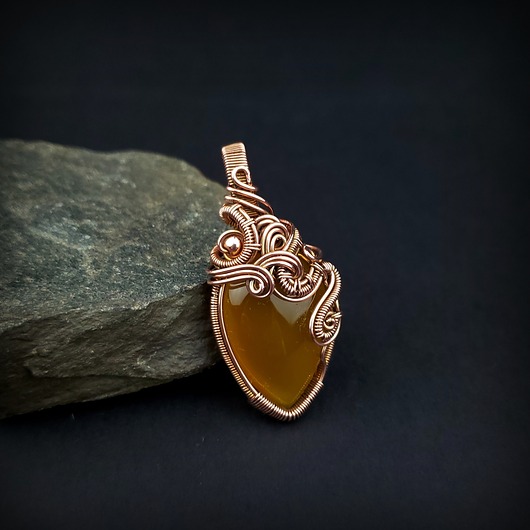 wisiory Agat brazylijski wisiorek  wire wrapping