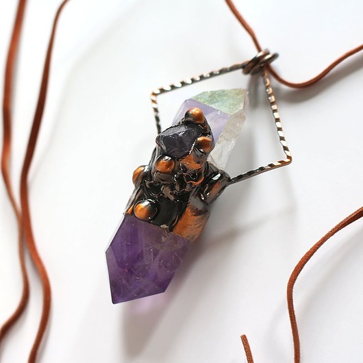 wisiory Ametyst + kwarc tytanowy aura - Harmozniacja aury