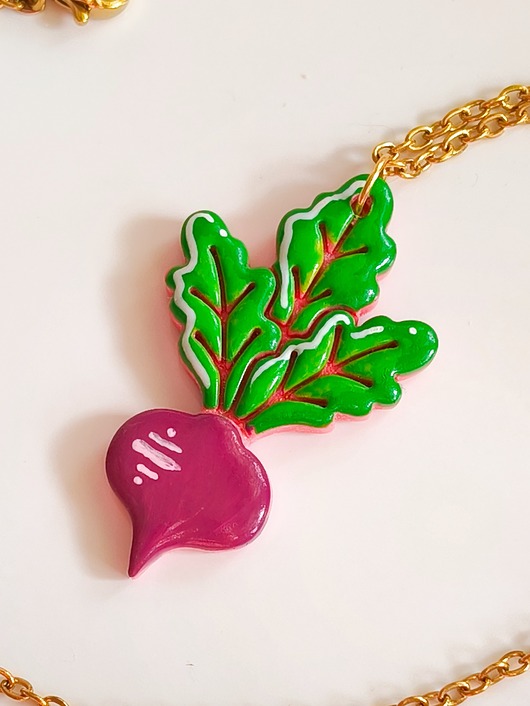 wisiory Naszyjnik z burakiem, wisiorek dla weganki, akcesoria z warzywami, boho