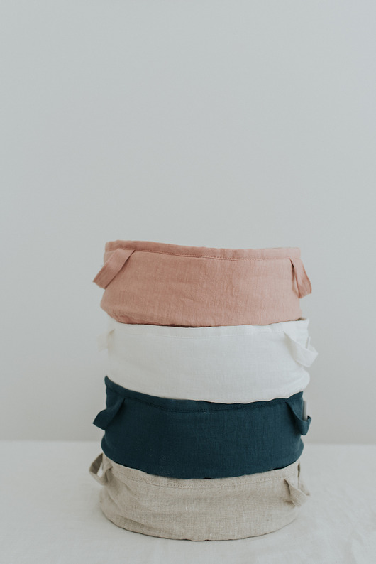 pojemniki kuchenne Lniany koszyk na pieczywo white/beige/pink/blue