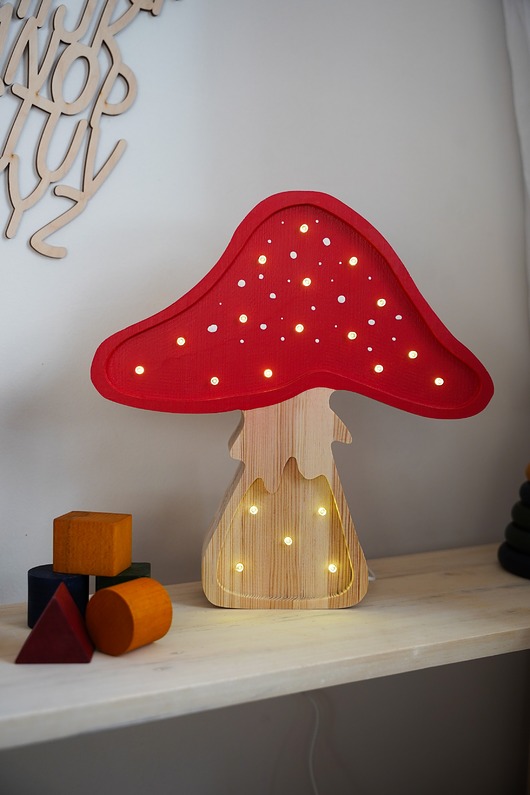 lampy do pokoju dziecka Drewniana Lampka Muchomor