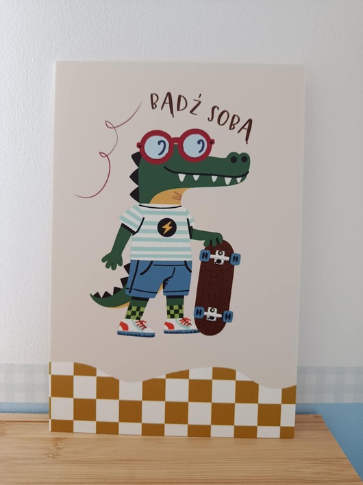 obrazy i plakaty do pokoju dziecięcego Krokodyl z deskorolką Bądź sobą