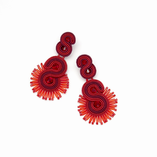 kolczyki soutache Czerwone kolczyki sutasz nowoczesne