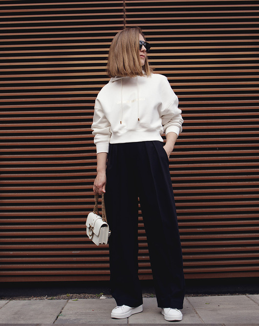 spodnie materiałowe damskie Spodnie palazzo wool