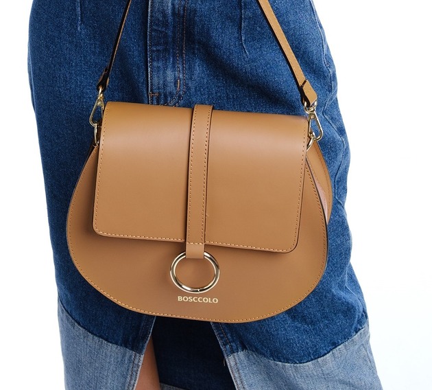 torby na ramię Torebka skórzana crossbody - kolor rudy (7099)