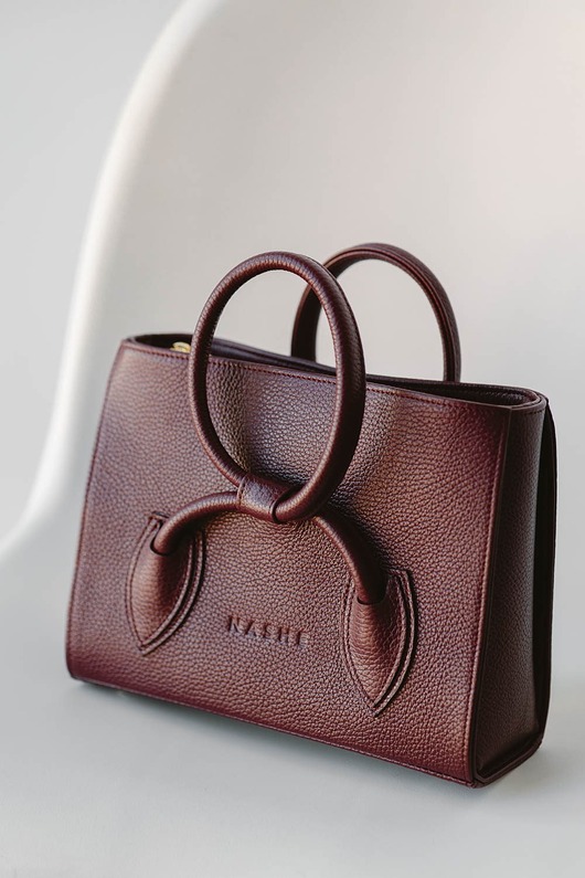 torebki do ręki BOW BAG - skórzana torebka - bordowa