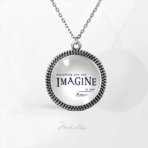 Imagine picasso -biały- medalion silver Makaliboo