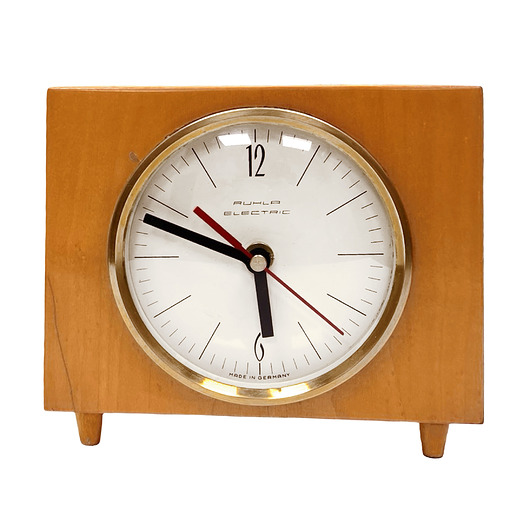 zegary Zegar kominkowy vintage Ruhla Electric lata 70. drewno design mid-century
