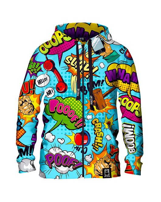 bluzy męskie Męska Bluza Expres Zamek DR.CROW Komiks Blue