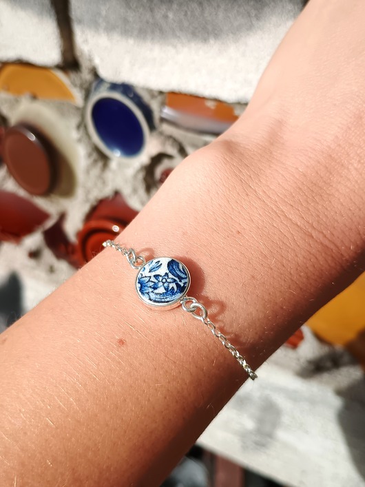 bransoletki ceramiczne Bransoletka w kobaltowe kwiaty