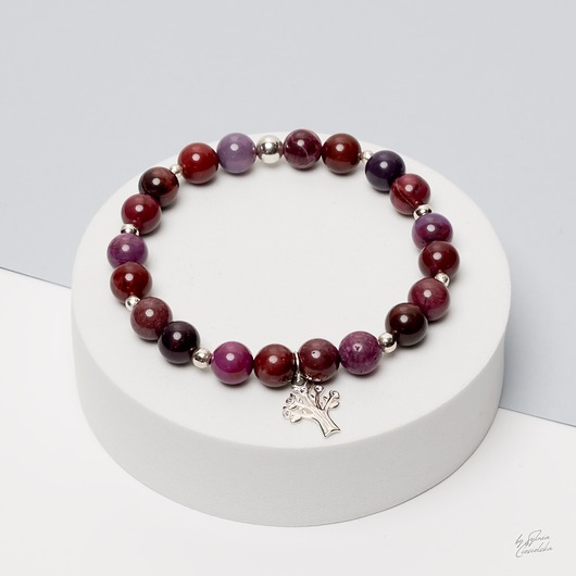 bransoletki z kamieni naturalnych Bransoletka Damska z Kamieni Naturalnych Sugilit  i srebra 925