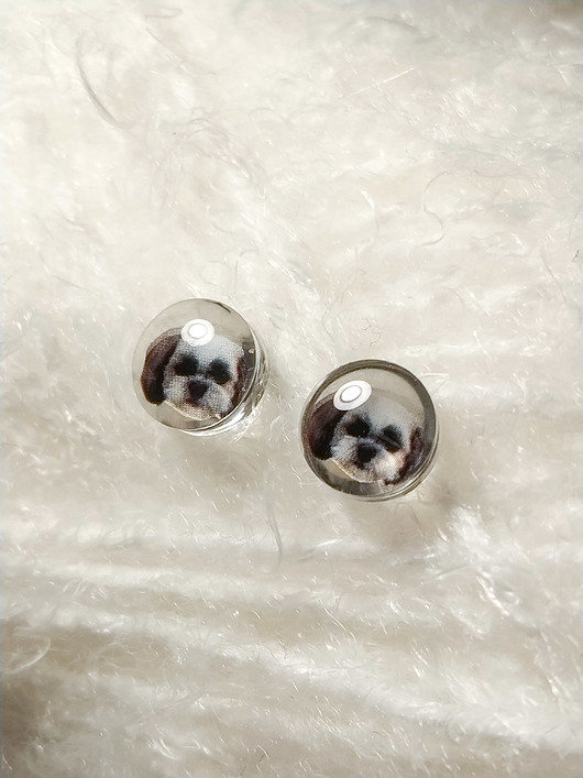 Srebrne kolczyki z psem shihtzu pies Marshmaglow