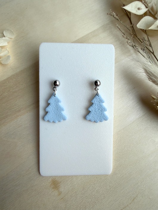 kolczyki z masy plastycznej Kolczyki Choinki - błękitne LIMITED