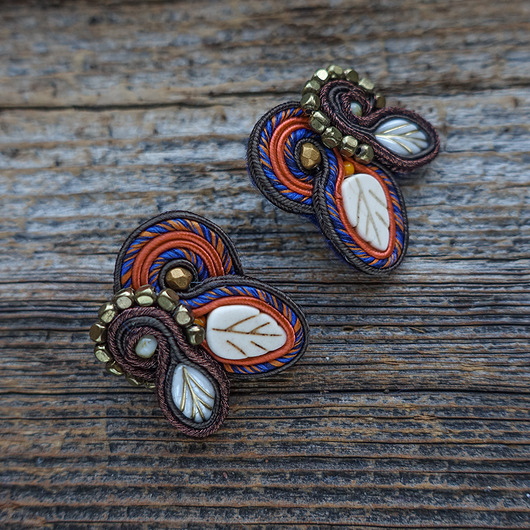 kolczyki soutache Kolczyki soutache Jesienny liść