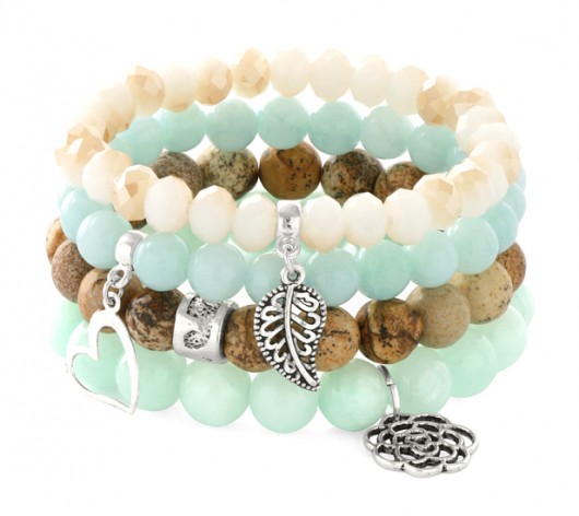 Mint & brown set with pendants. Lavoga