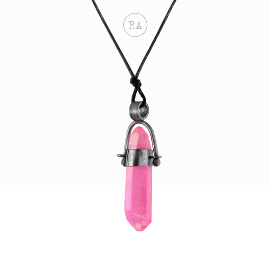 wisiory SREBRO Pink Aura - naszyjnik z kryształem