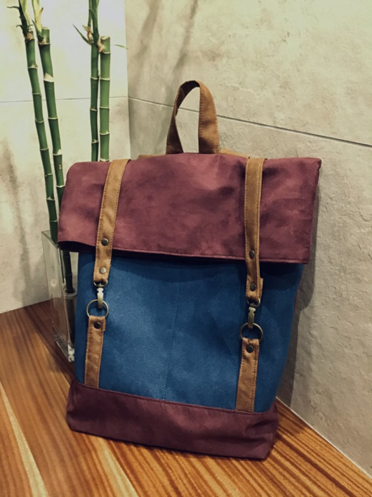 plecaki Plecak włóczykija - oberżyna, niebieski, koniakowy