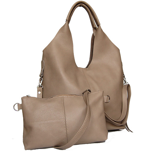 torby XXL Duża torebka damska z saszetką ze skóry naturalnej na ramię