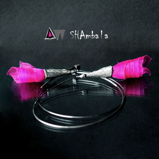 Srebrne kolczyki koła magenta LANNA SHAMBALA