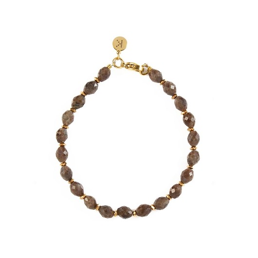 bransoletki z kamieni naturalnych Bransoletka z brązowych Labradorytów - Wersja Złota
