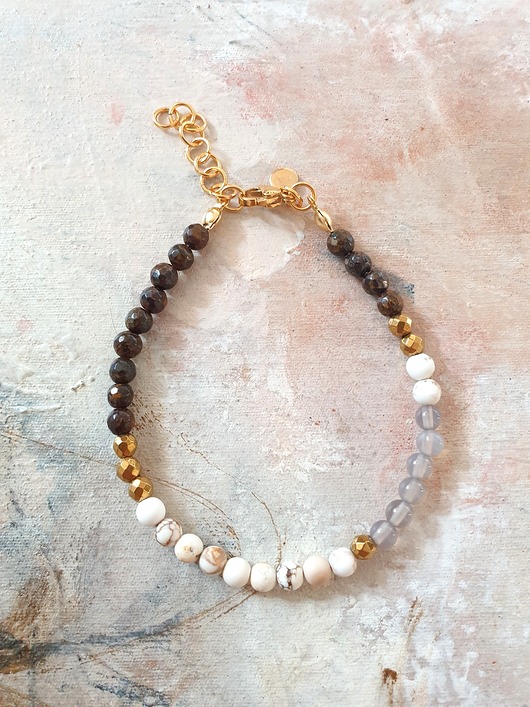 bransoletki z kamieni naturalnych Bransoletka NEO bronzyt, kwarc dymny, howlit