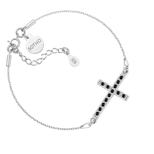 bransoletki srebrne Srebrna bransoletka z krzyżem wysadzanym SWAROVSKI CRYSTAL