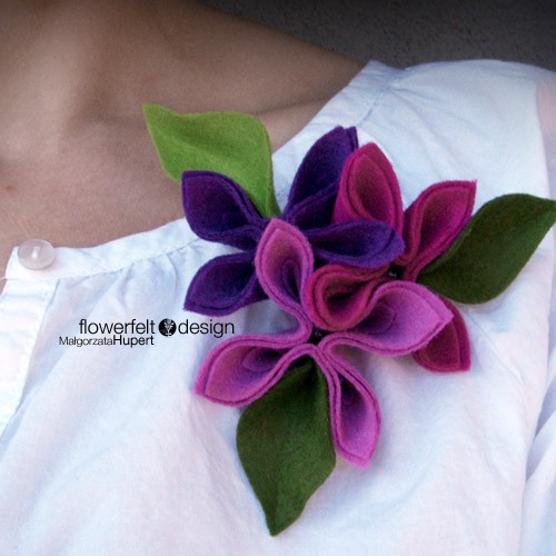 trzy różowe FlowerFelt Design