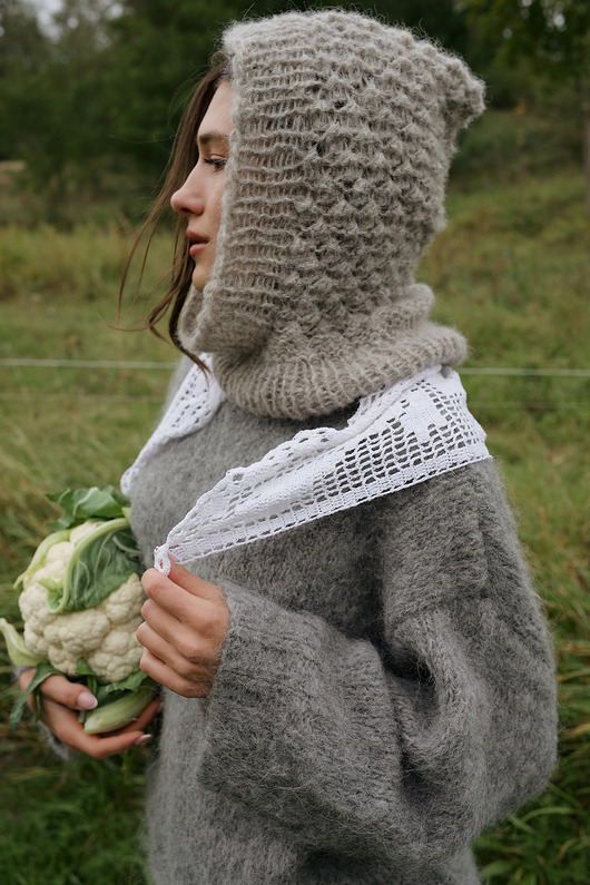 czapki damskie Kaptur  Balaclava Popcorn Szary