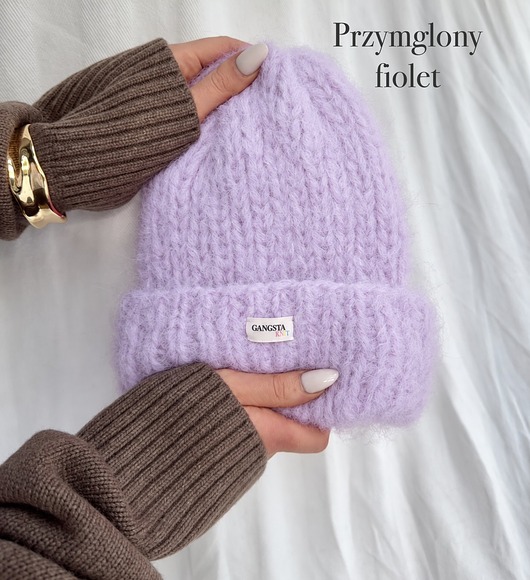 czapki damskie Puszysta czapka Cloud wełna merino alpaka *przymglony fiolet*