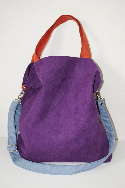 Torba hobo XXL - szarość, fuksja, kobalt PRACOWNIA 166