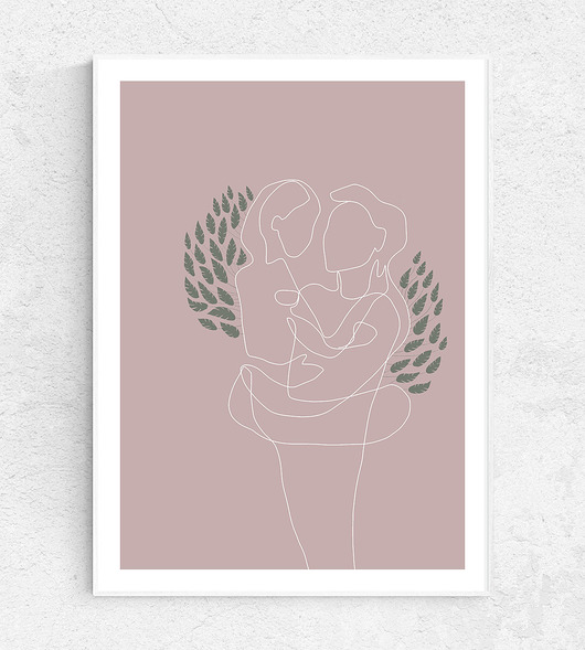 grafiki i ilustracje Miłosny plakat "W objęciach"