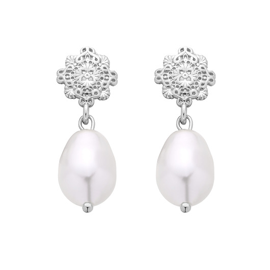 Srebrne kolczyki z perłami SWAROVSKI CRYSTAL SOTHO