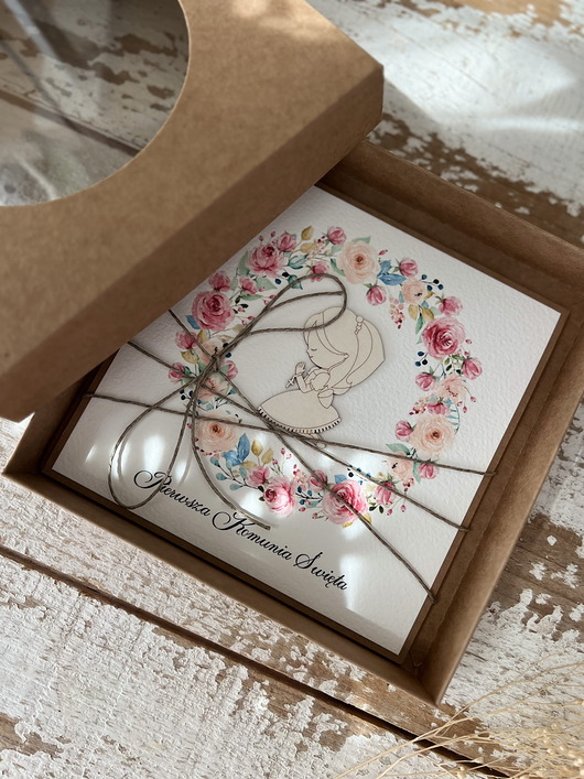 kartki na komunię Kartka na komunię - pamiątka komunii ręcznie robiona Prezent