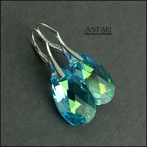 kryształ SWAROVSKI I SREBRO - AQUA AB Astari
