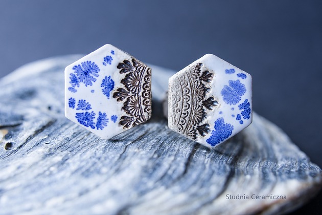 kolczyki ceramiczne Kolczyki z mandalą
