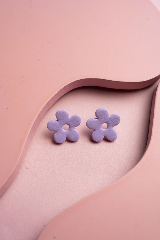 kolczyki z masy plastycznej Sztyfty kwiatki mini