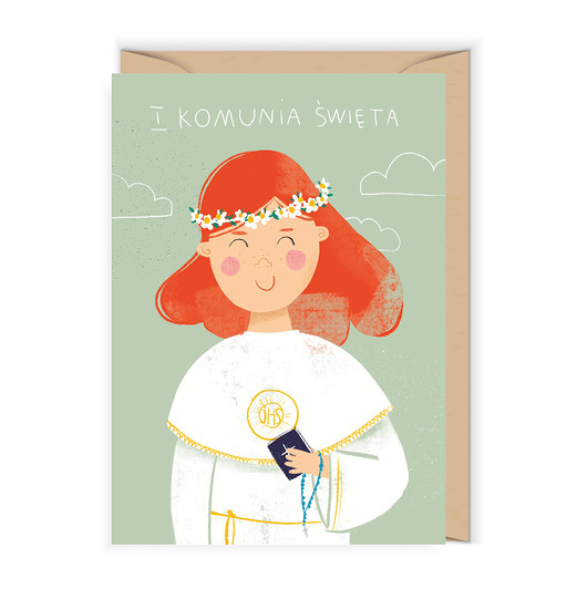kartki na komunię Kartka komunijna Dziewczynka