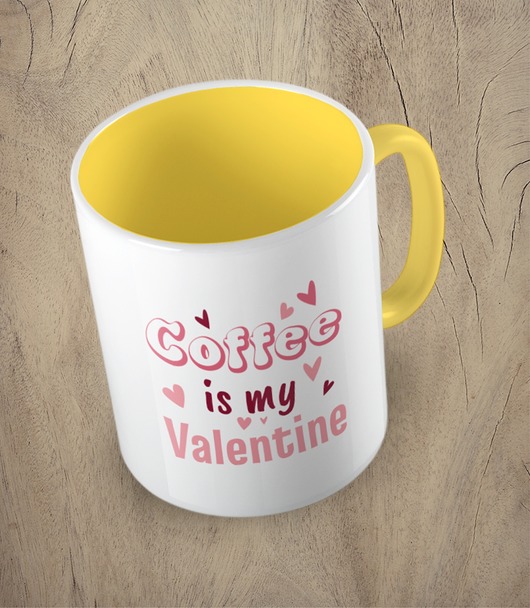 kubki Kolorowy kubek z hasłem COFFEE IS MY VALENTINE - mix kolorów