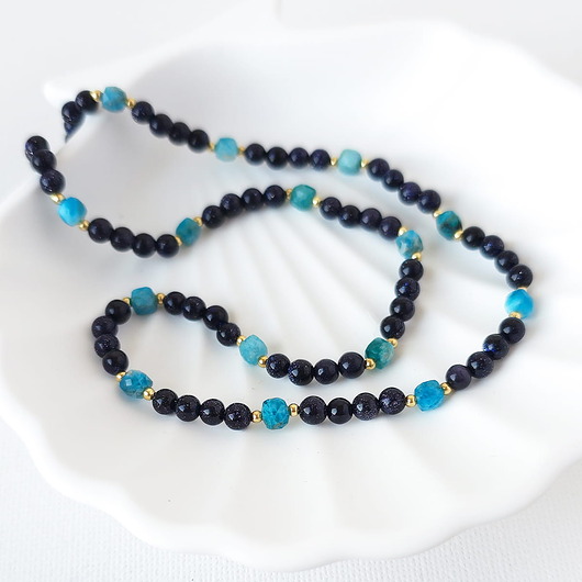 korale Naszyjnik z kamieni naturalnych: apatyt, noc kairu