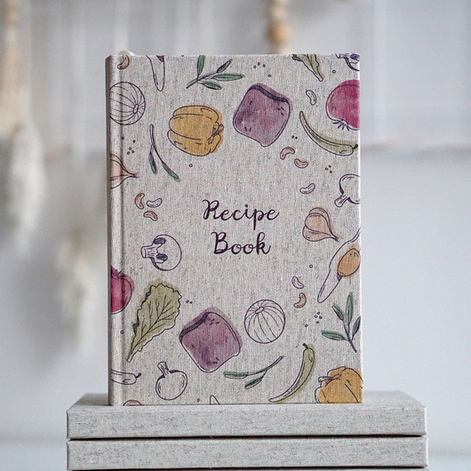 notatniki i albumy Przepiśnik   Książka kucharska  Lniana ENG