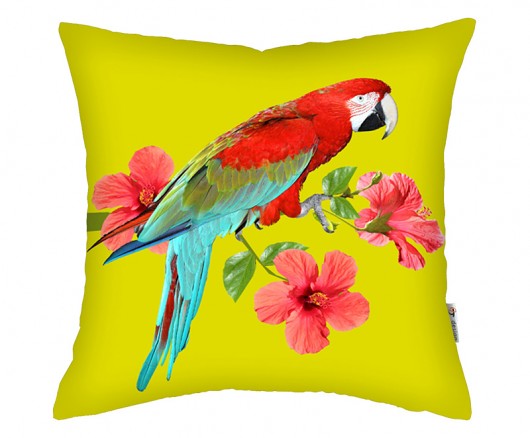 2w1 wzór - papuga i pióra - poducha 37 cm AT design