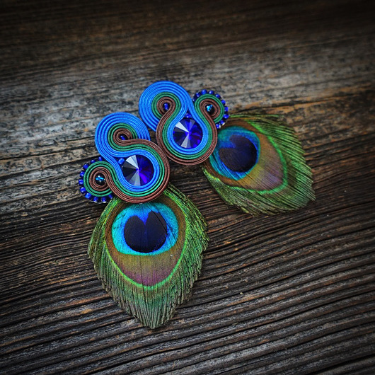 Peacock Eye-kolczyki soutache Mró Soutache