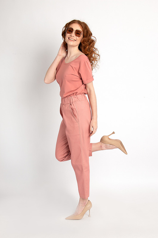 spodnie materiałowe damskie Spodnie Jeansowe Różowe